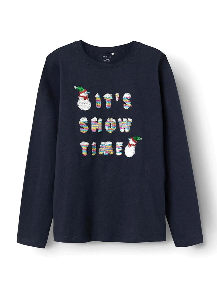 Its Snow Time Girls Long Sleeve Top