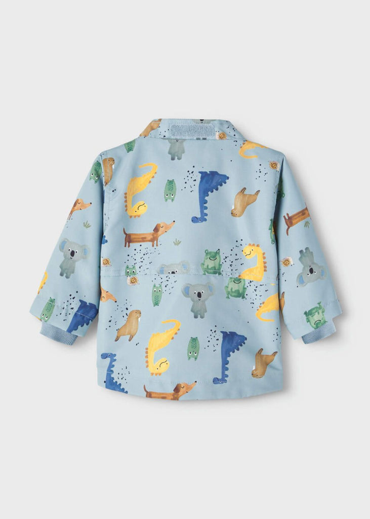 Baby Jacket with Dinosaur Print and Detachable Hood