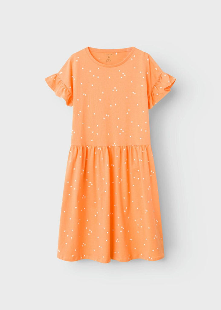 Short Sleeve Dress with All-Over Heart Print
