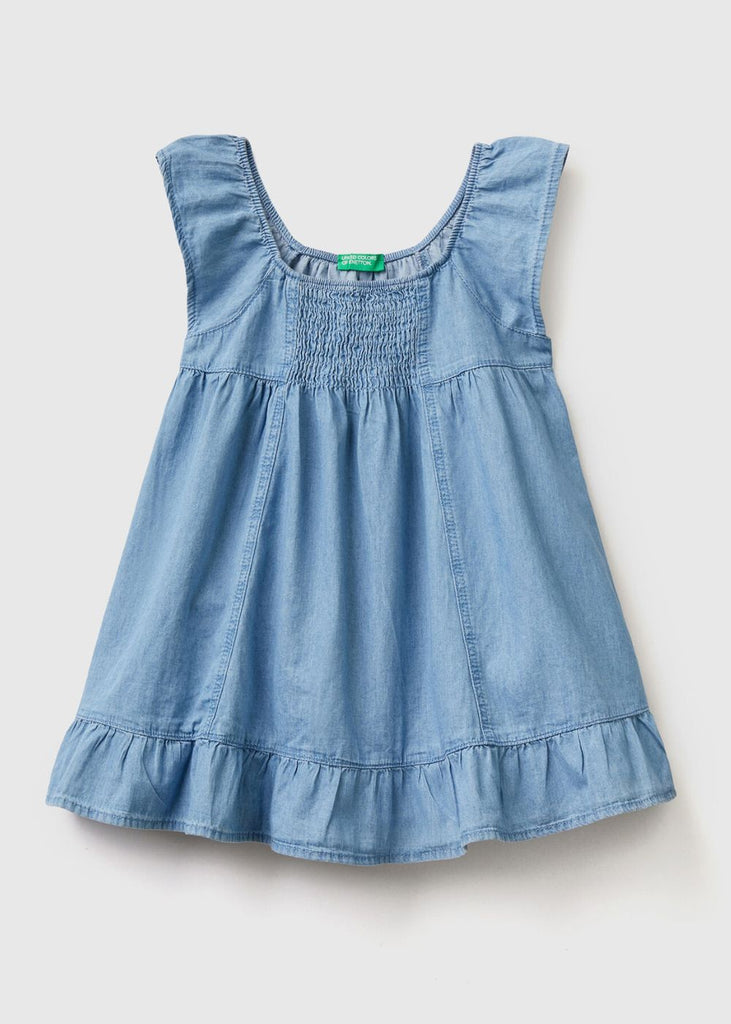 Dress in Chambray with Flounce