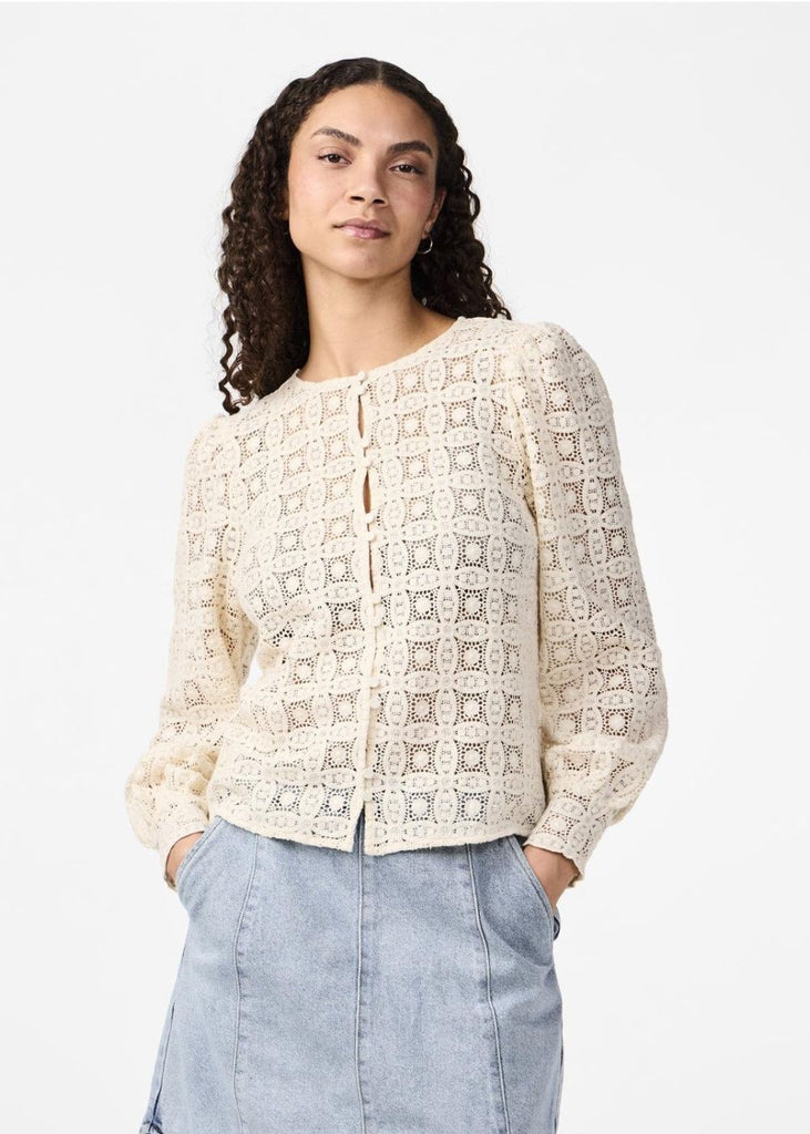 Lace Long Sleeve Top in Cream