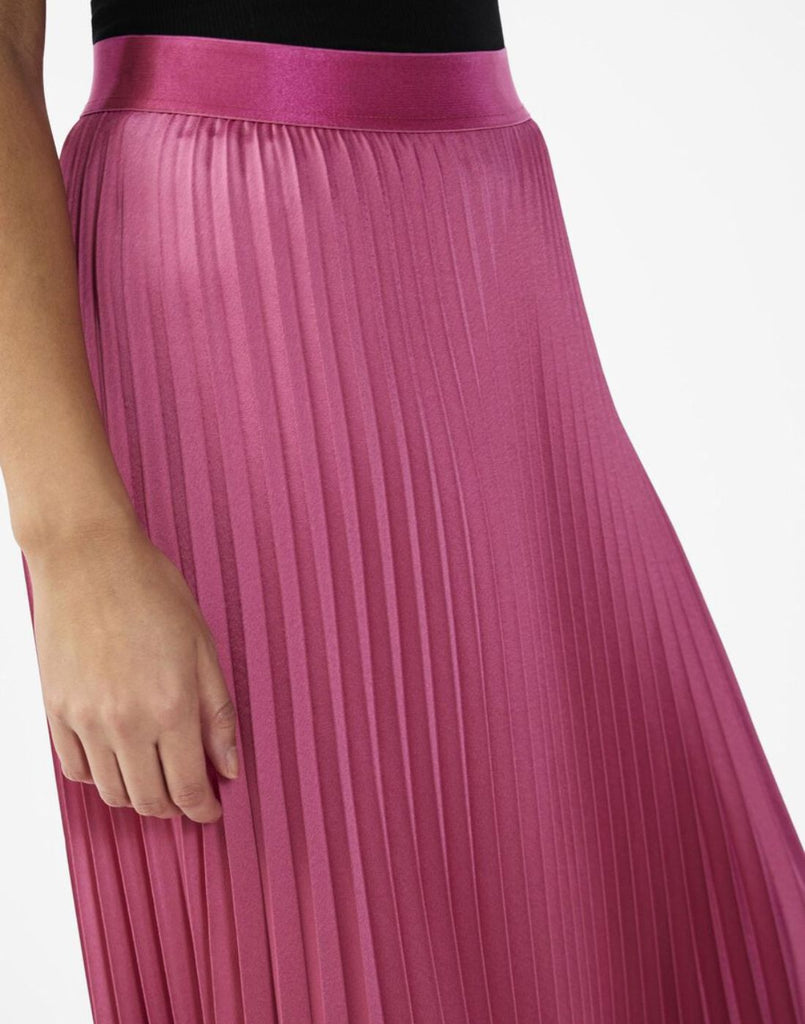 Pink Pleated Midi Skirt
