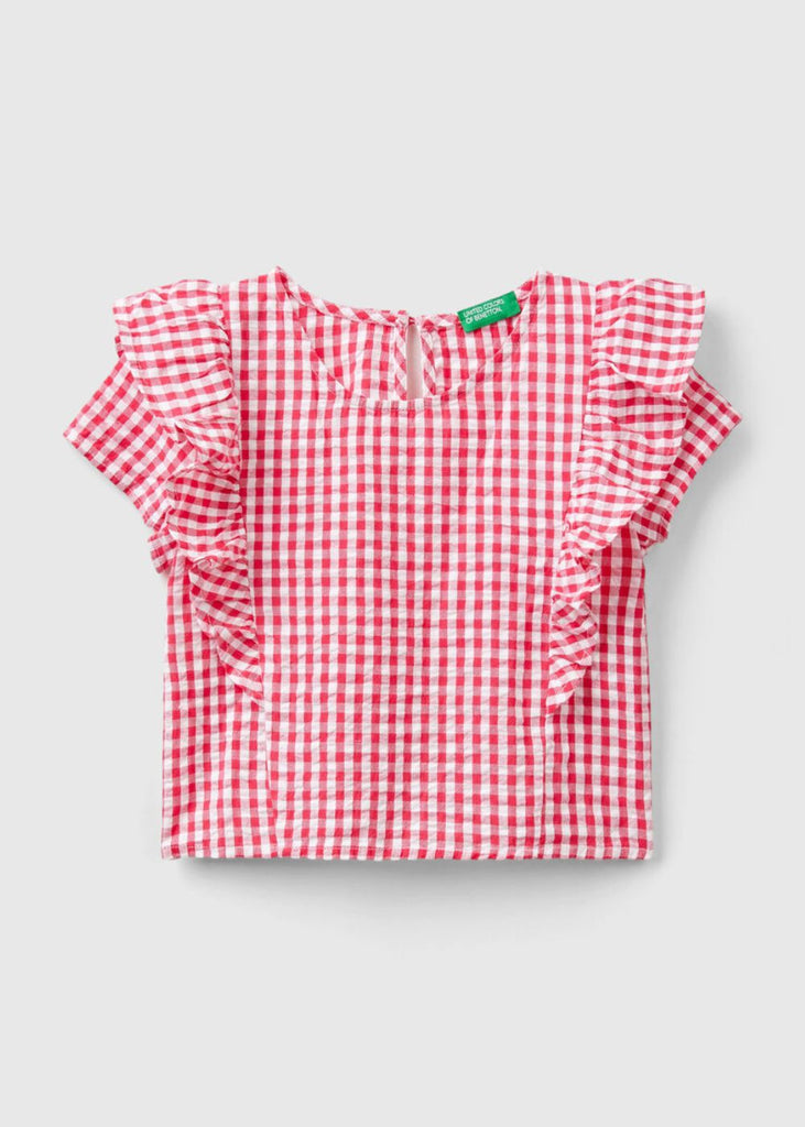 Girls VICHY BLOUSE WITH RUFFLES