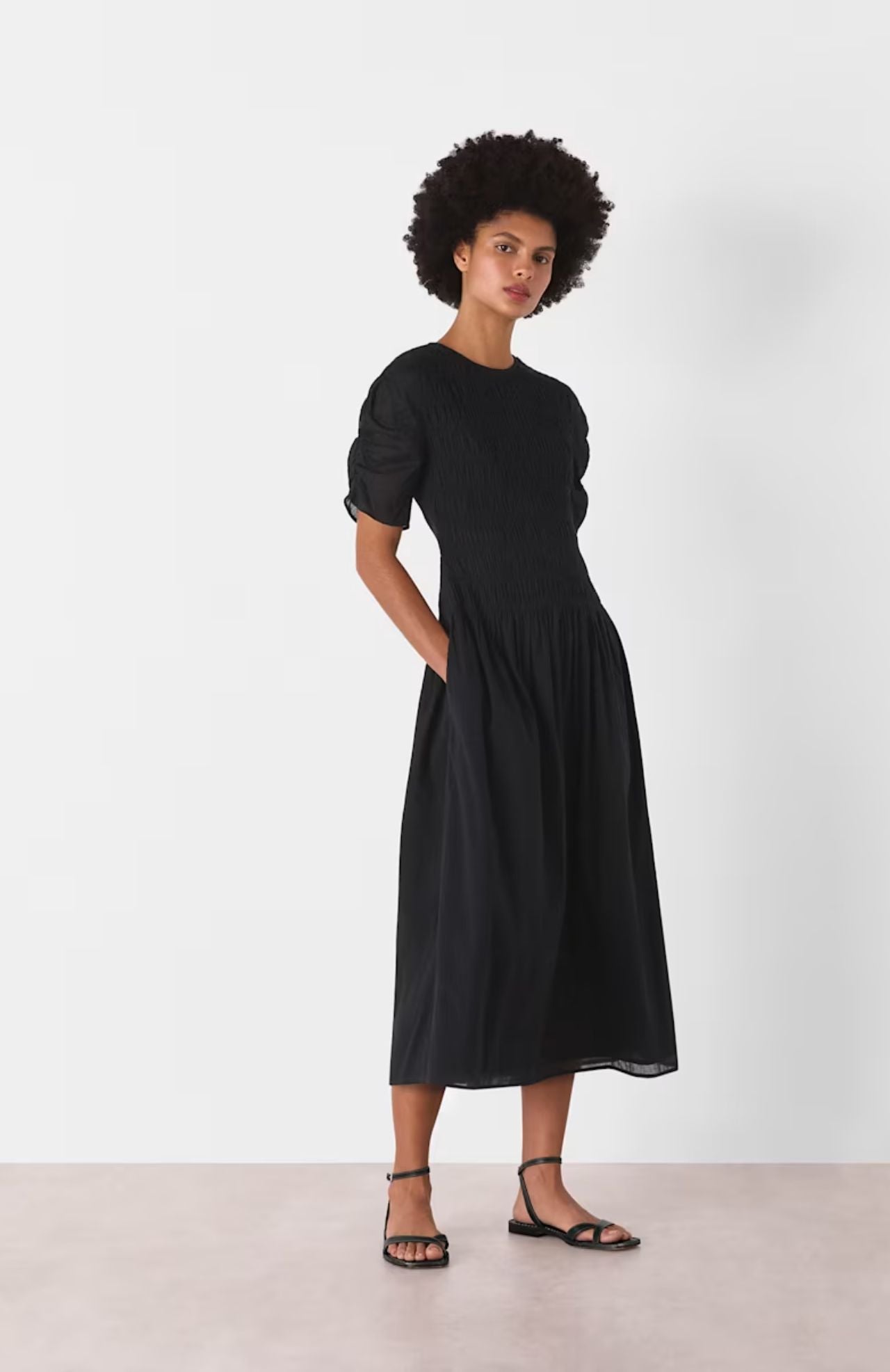 Whistles Black Avery Smocked Dress Whistles Black Avery Smocked Dress