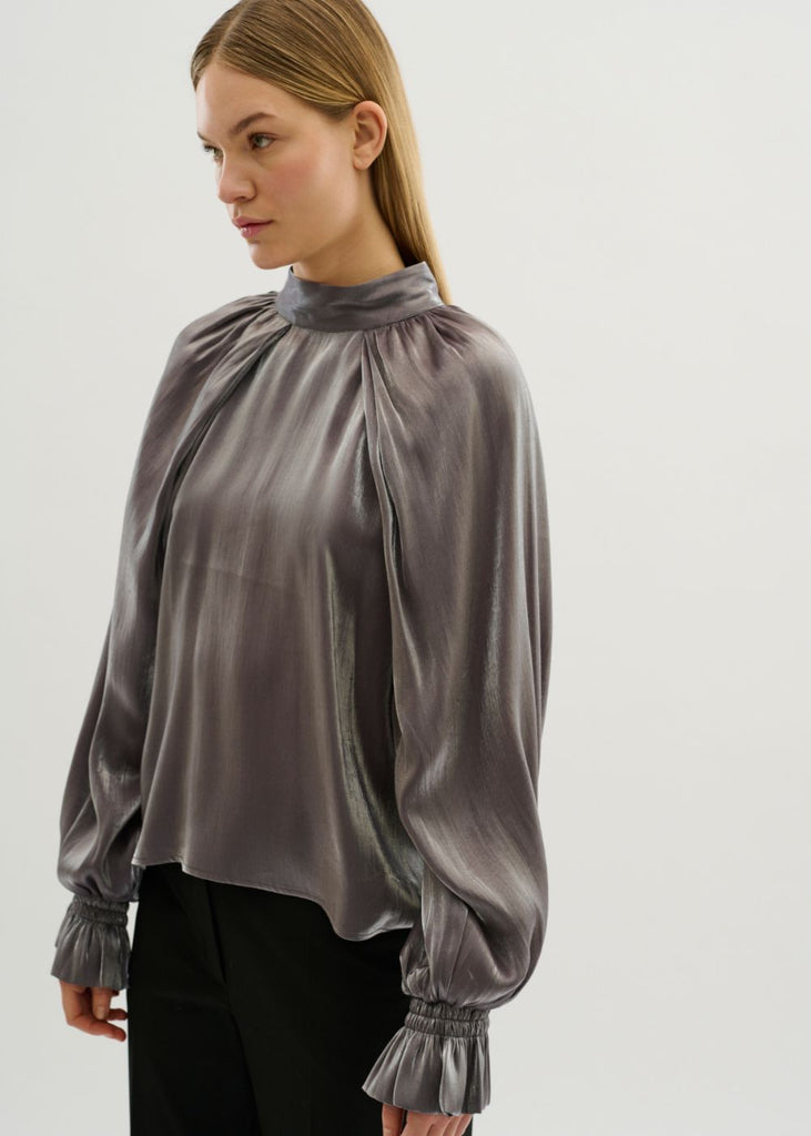 Metallic Silver Blouse