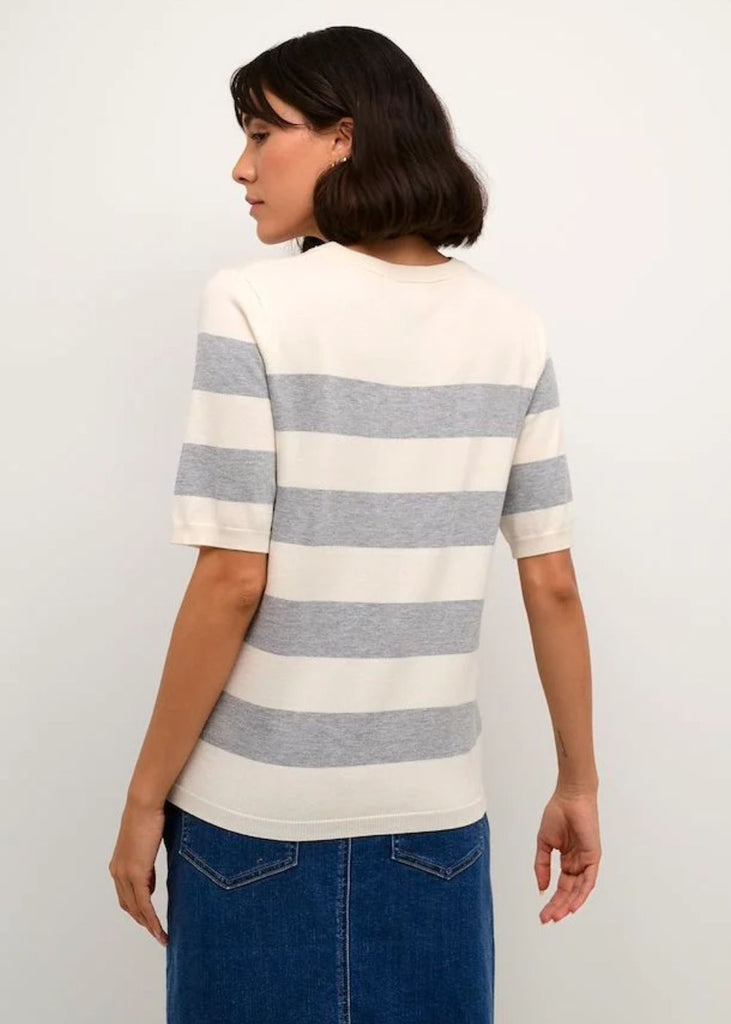 Short Sleeved Striped Knit Top