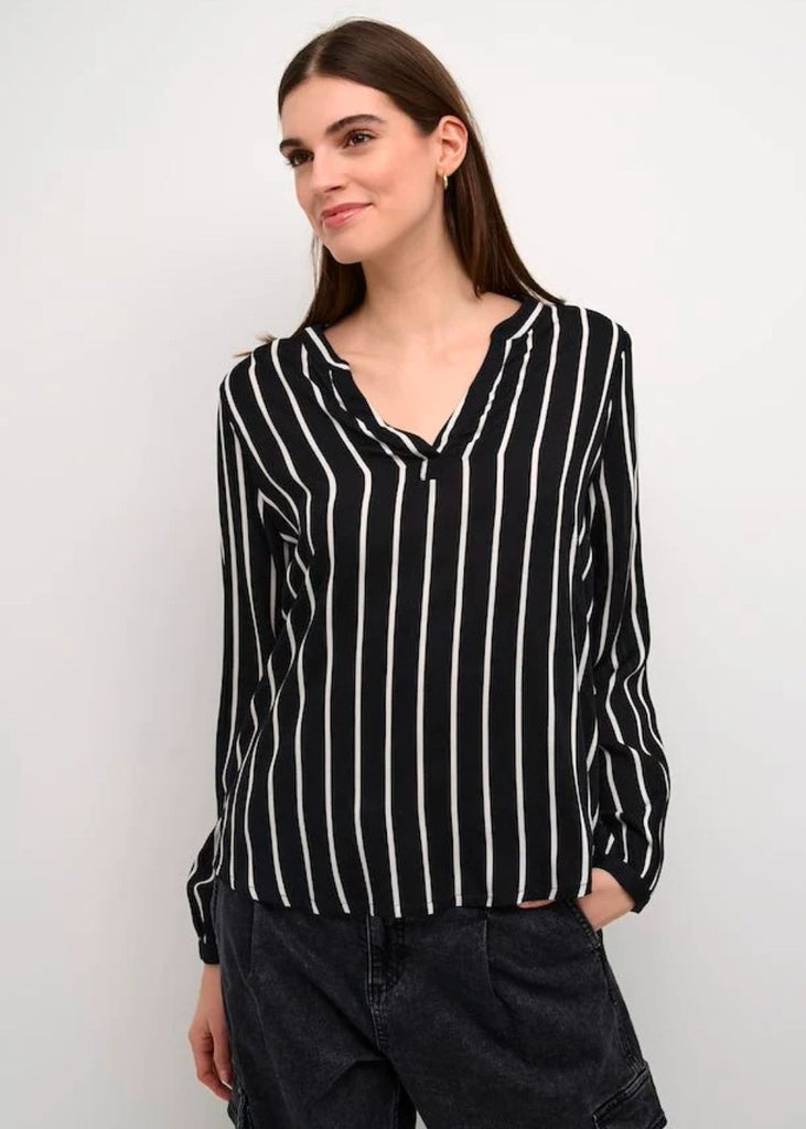 Ladies Striped V-Neck Top