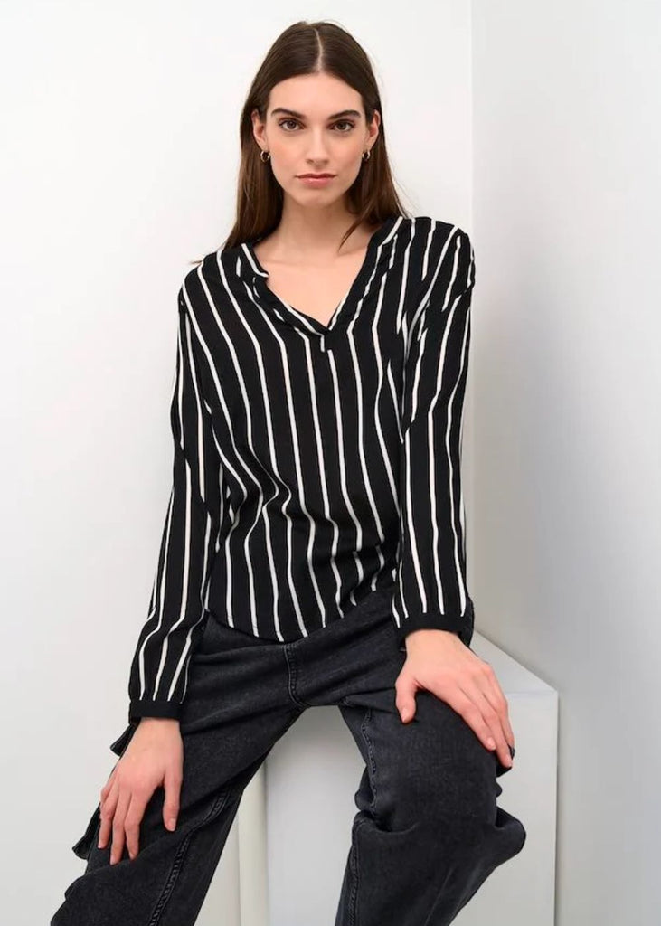 Ladies Striped V-Neck Top