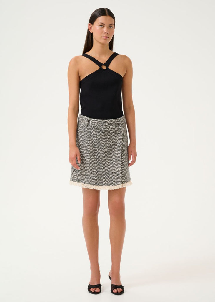 Herringbone Tweed Skirt