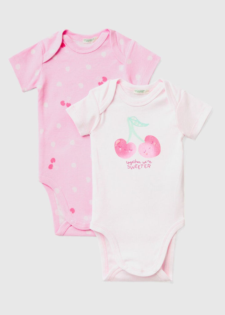 Two Baby Short Sleeve Bodysuits in Organic Cotton