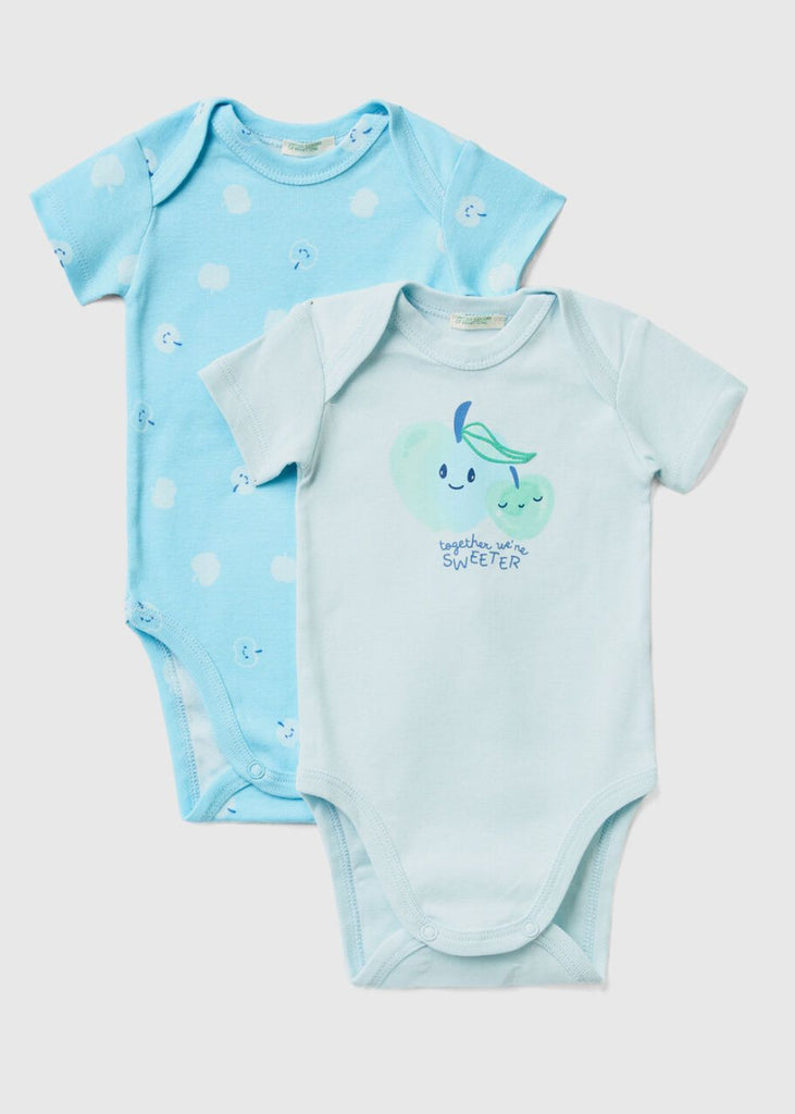 Two Baby Short Sleeve Bodysuits in Organic Cotton