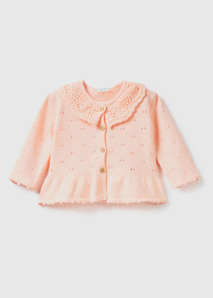 Baby Cardigan with Tricot Collar