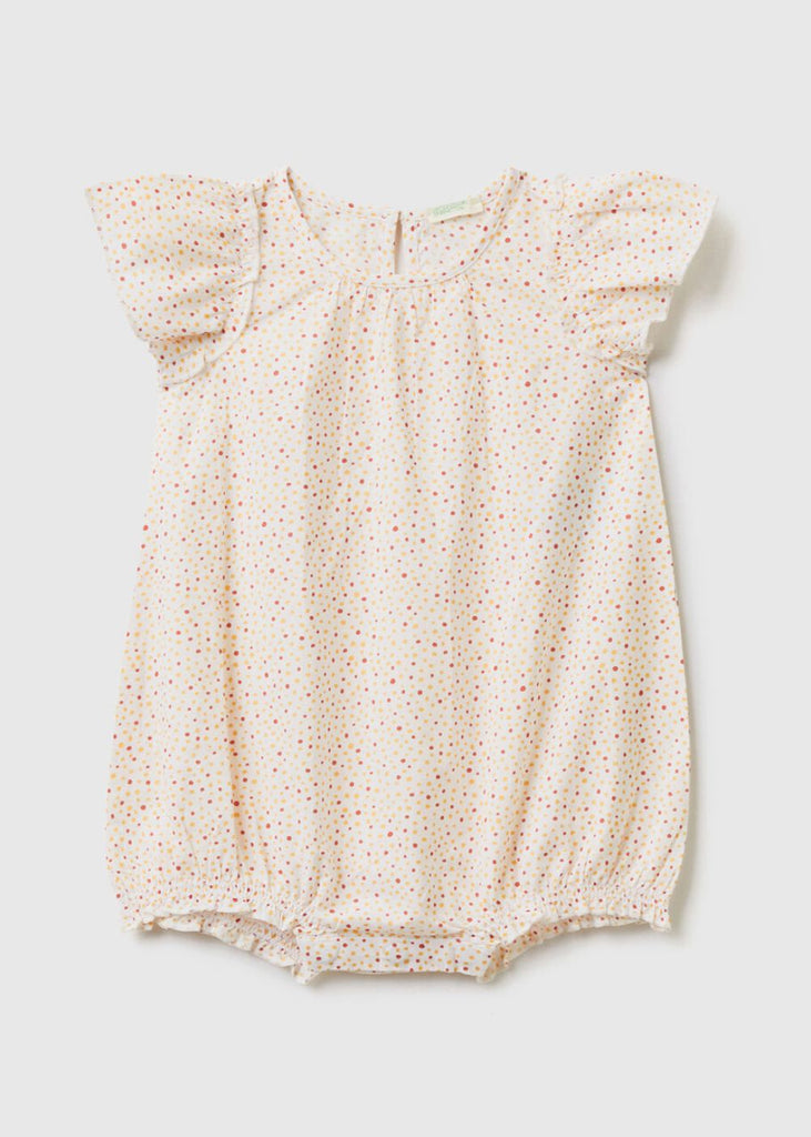 Baby Micropatterned Jumpsuit with Ruffled Sleeves