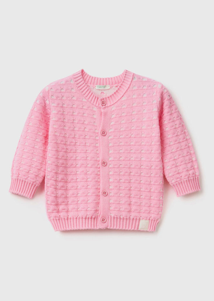 Baby Knit Cardigan with Buttons and Ribbed Knit Edges