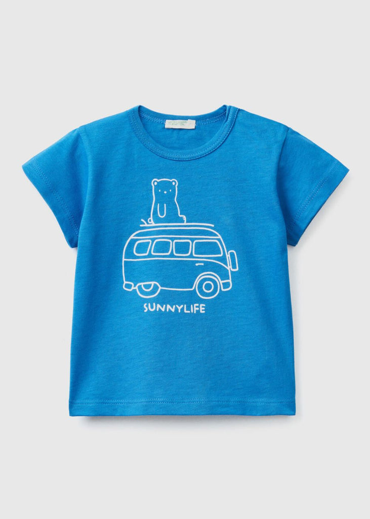 Baby T-Shirt with Print and Snap Button Opening