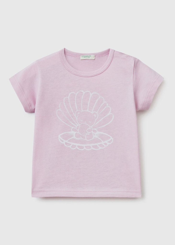 Baby T-Shirt with Print and Snap Button Opening