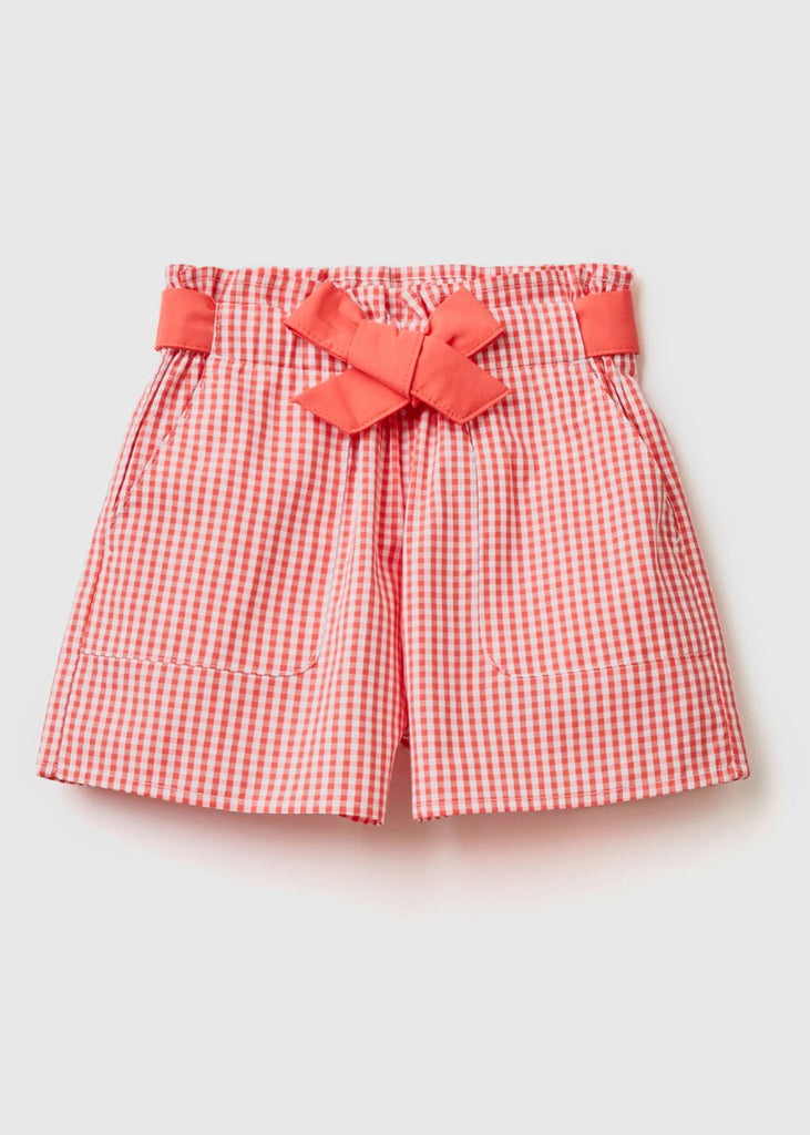 Girls Vichy Bermuda Shorts with Belt