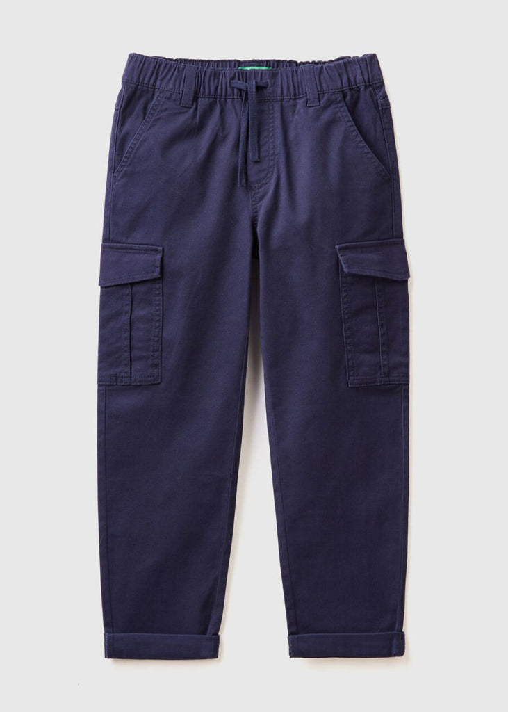 Boys Stretch Cotton Cargo Trousers