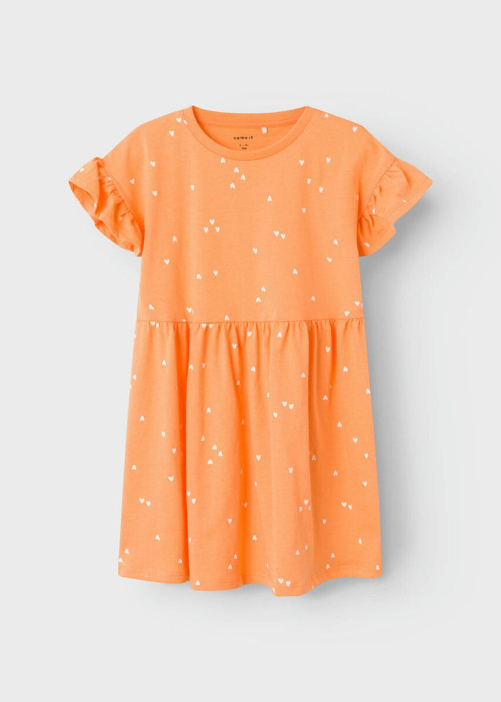 Printed Short Sleeve Dress with Frills