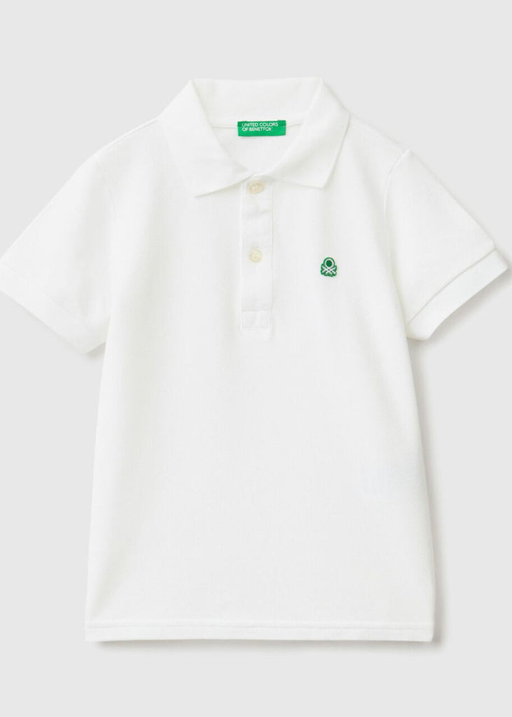 Boys Polo T-Shirt with Green Embroidered Logo