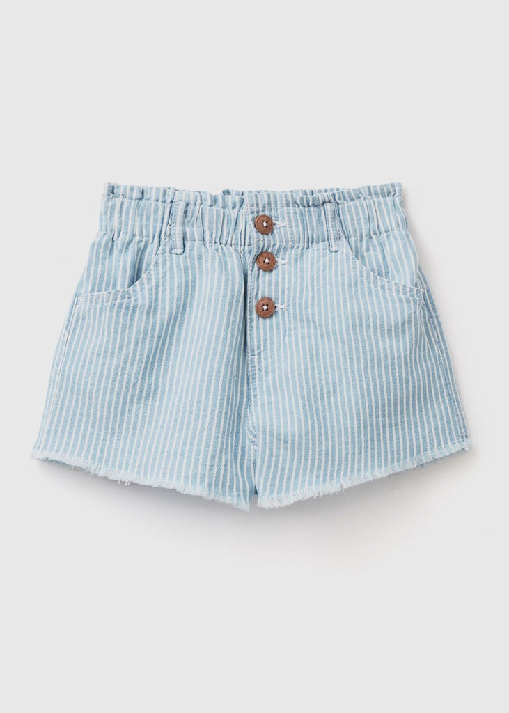 Girls Pinstripe Shorts in Lightweight Denim