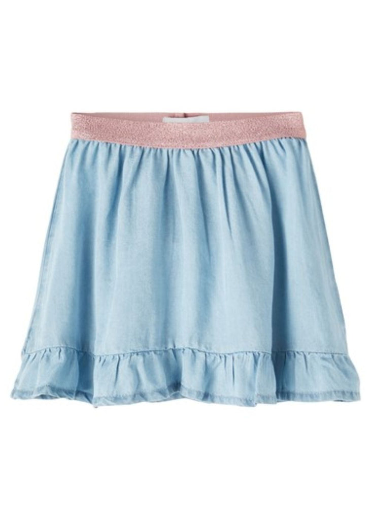 Lightweight Denim-Look Skirt with Mini Frill
