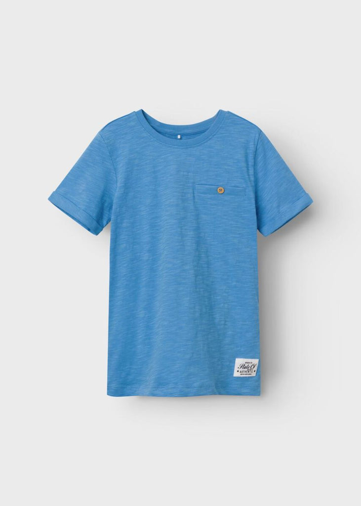 Boys T-Shirt with Fold-Up Cuffs and Button Detail