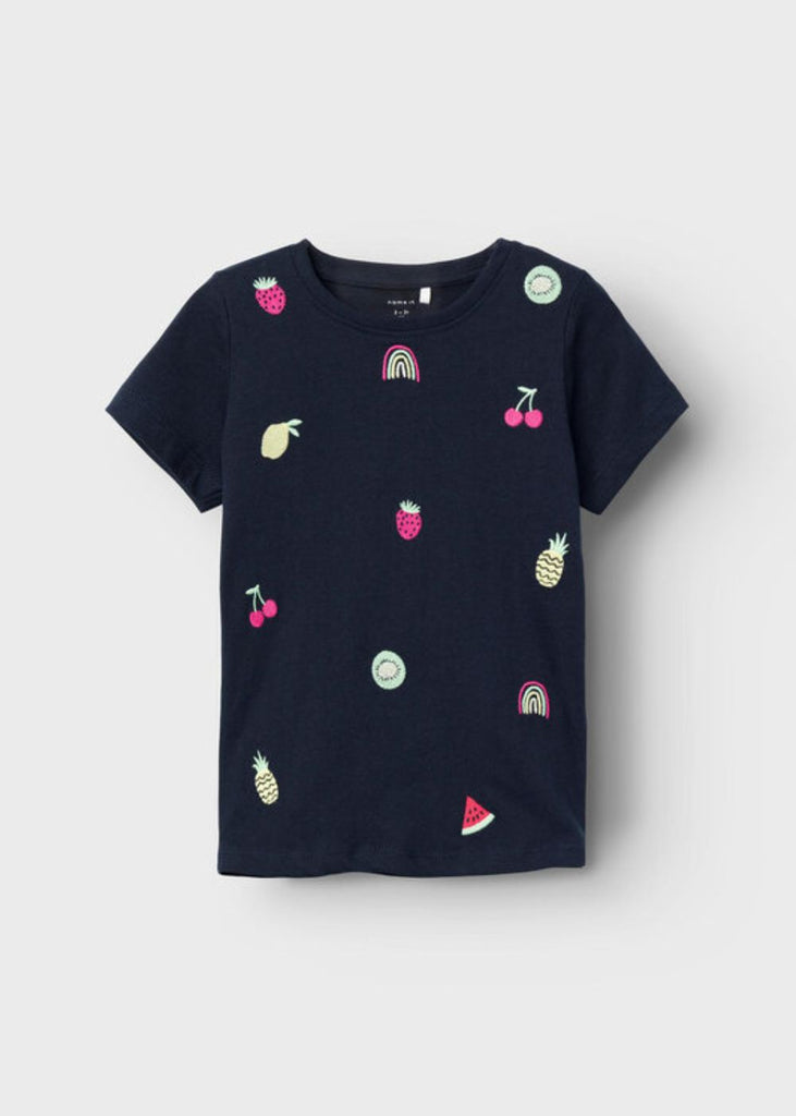 Girls T-Shirt with All-Over Fruit Print