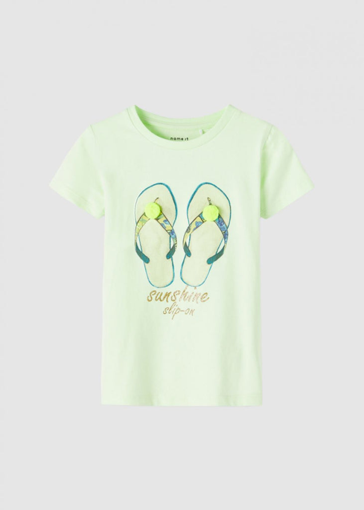 Girls T-Shirt with Print and Fluffy Bauble