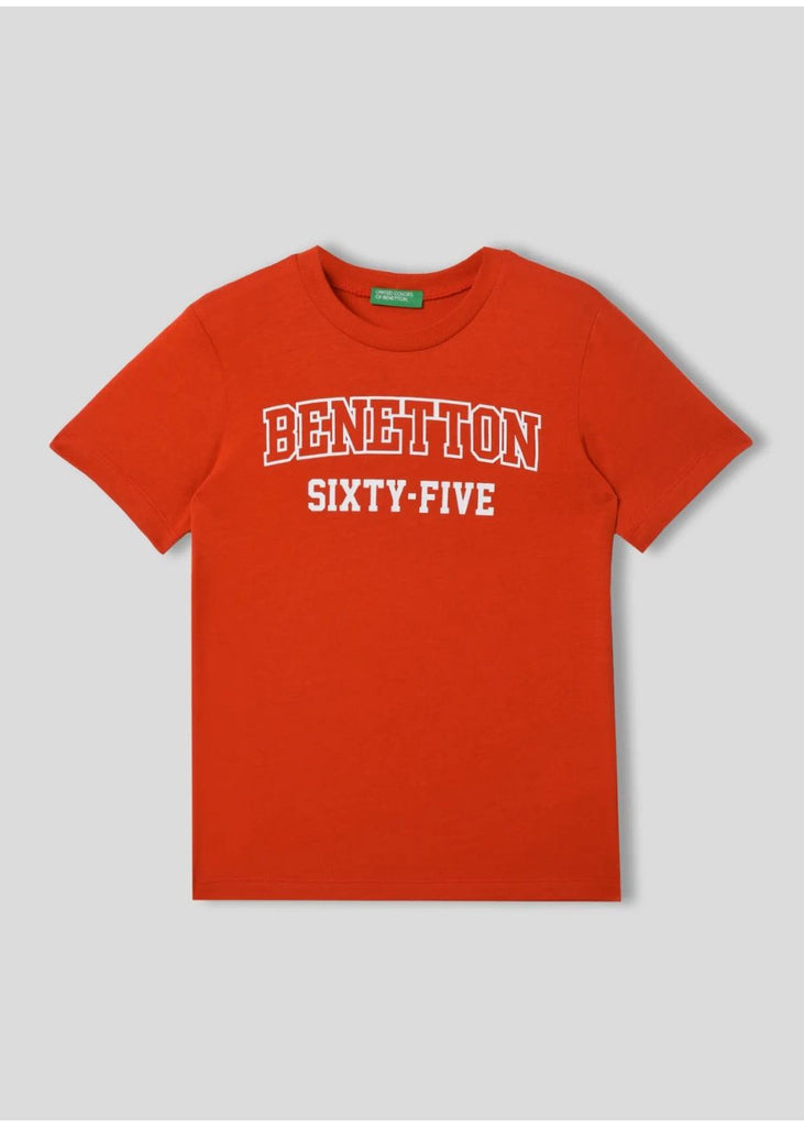Boys 100% Cotton T-Shirt with Print and Ribbed Crew Neck