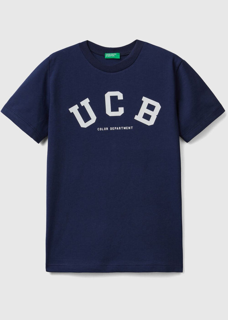 Boys 100% Cotton T-Shirt with Print and Ribbed Crew Neck