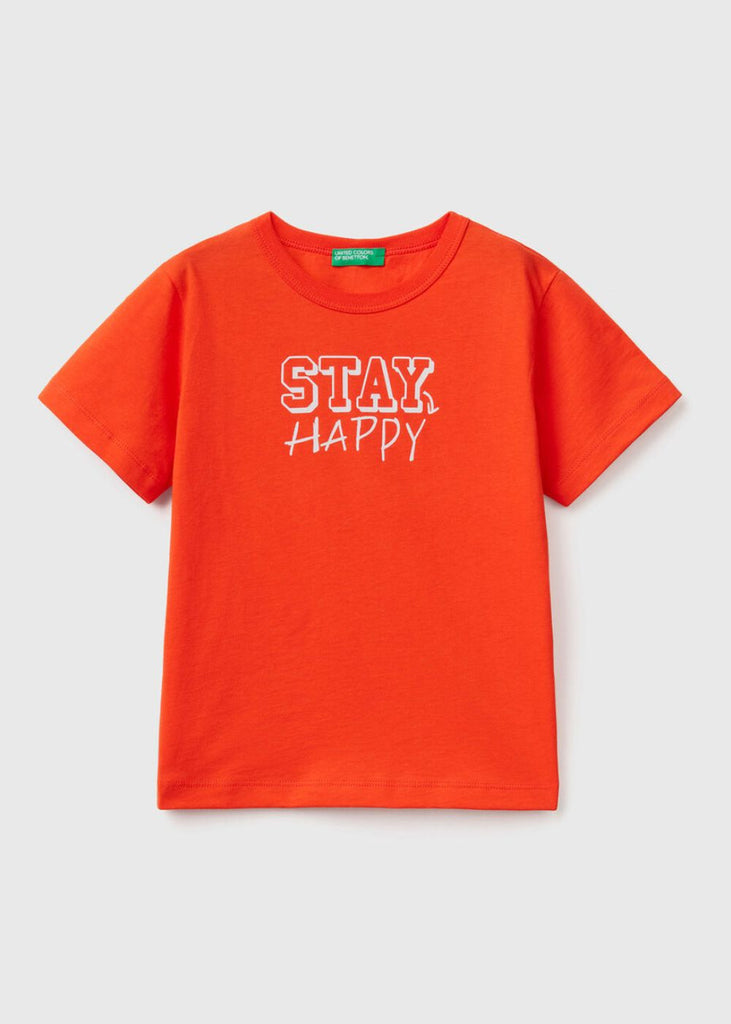 Boys Pure Cotton T-Shirt with Slogan Print