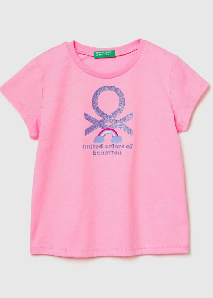 Girls Organic Cotton T-Shirt with Sparkle Print