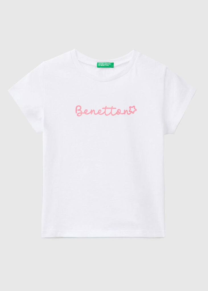 Girls T-Shirt with Cursive Logo Print