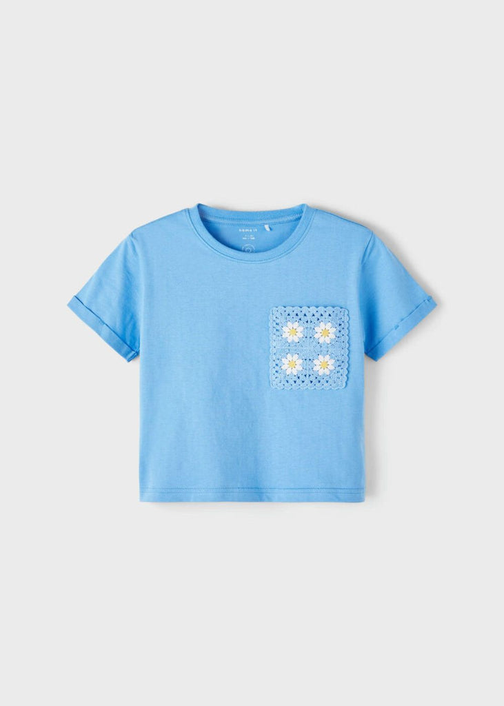 Girls T-Shirt with Embroidered Chest Pocket