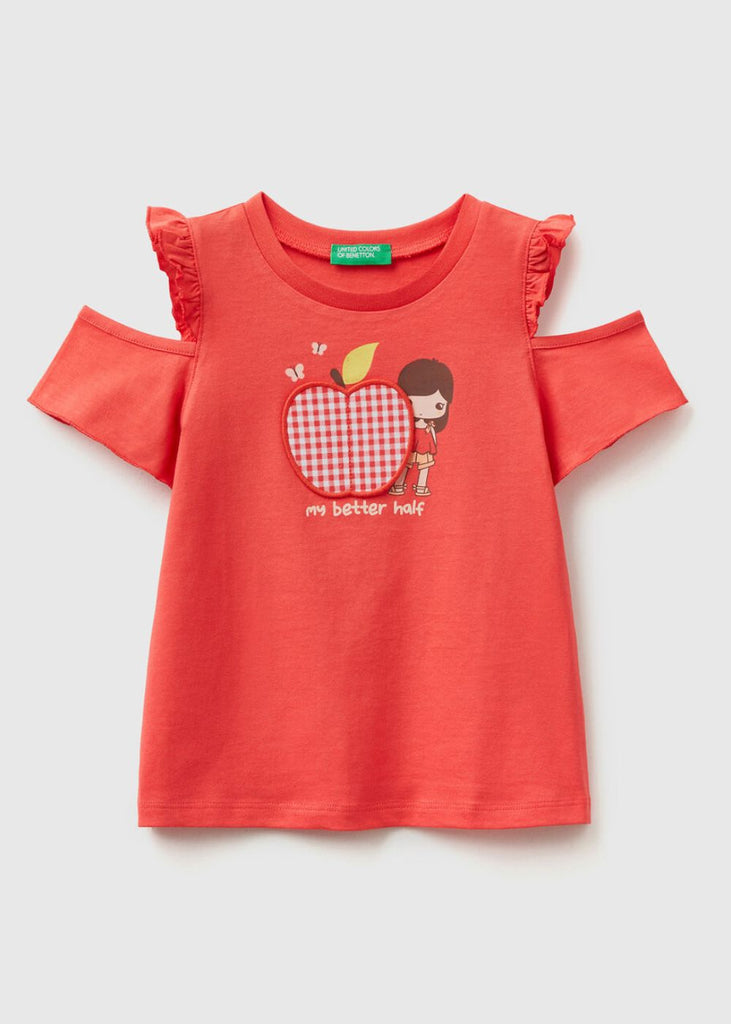 Girls T-Shirt with Cut-Out Detail on Sleeves