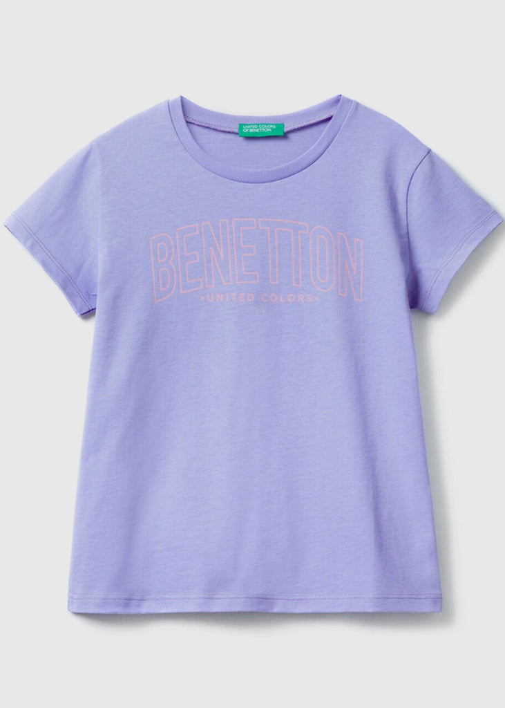 Girls 100% Cotton T-Shirt with Logo Print