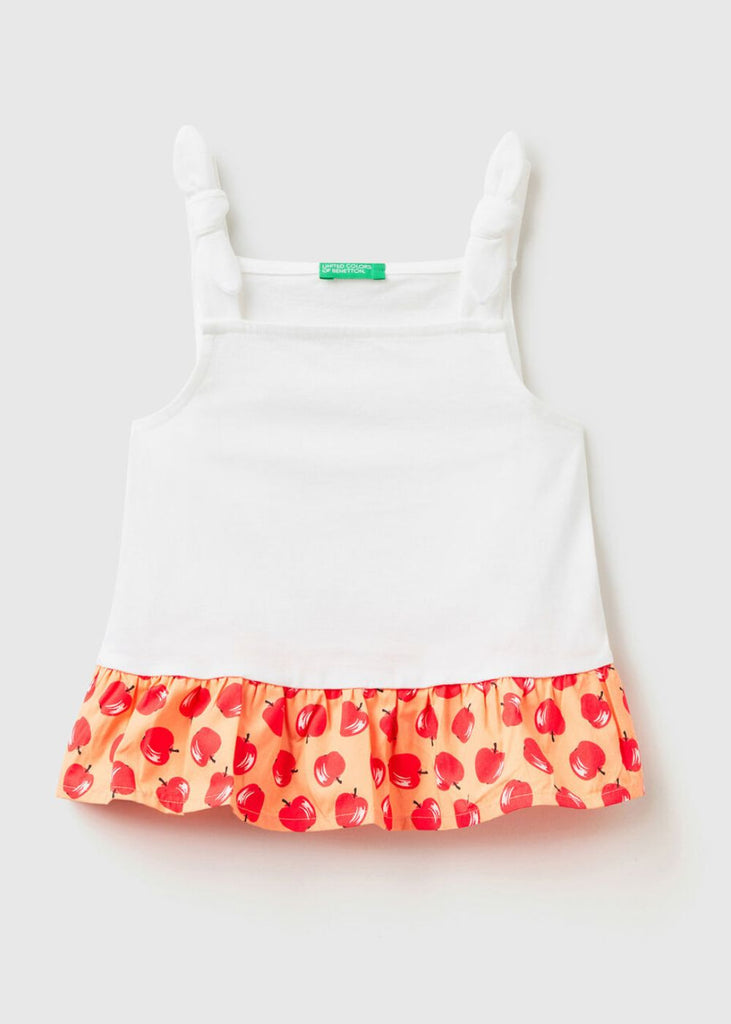 Girls Flounced Top with Fruit Pattern