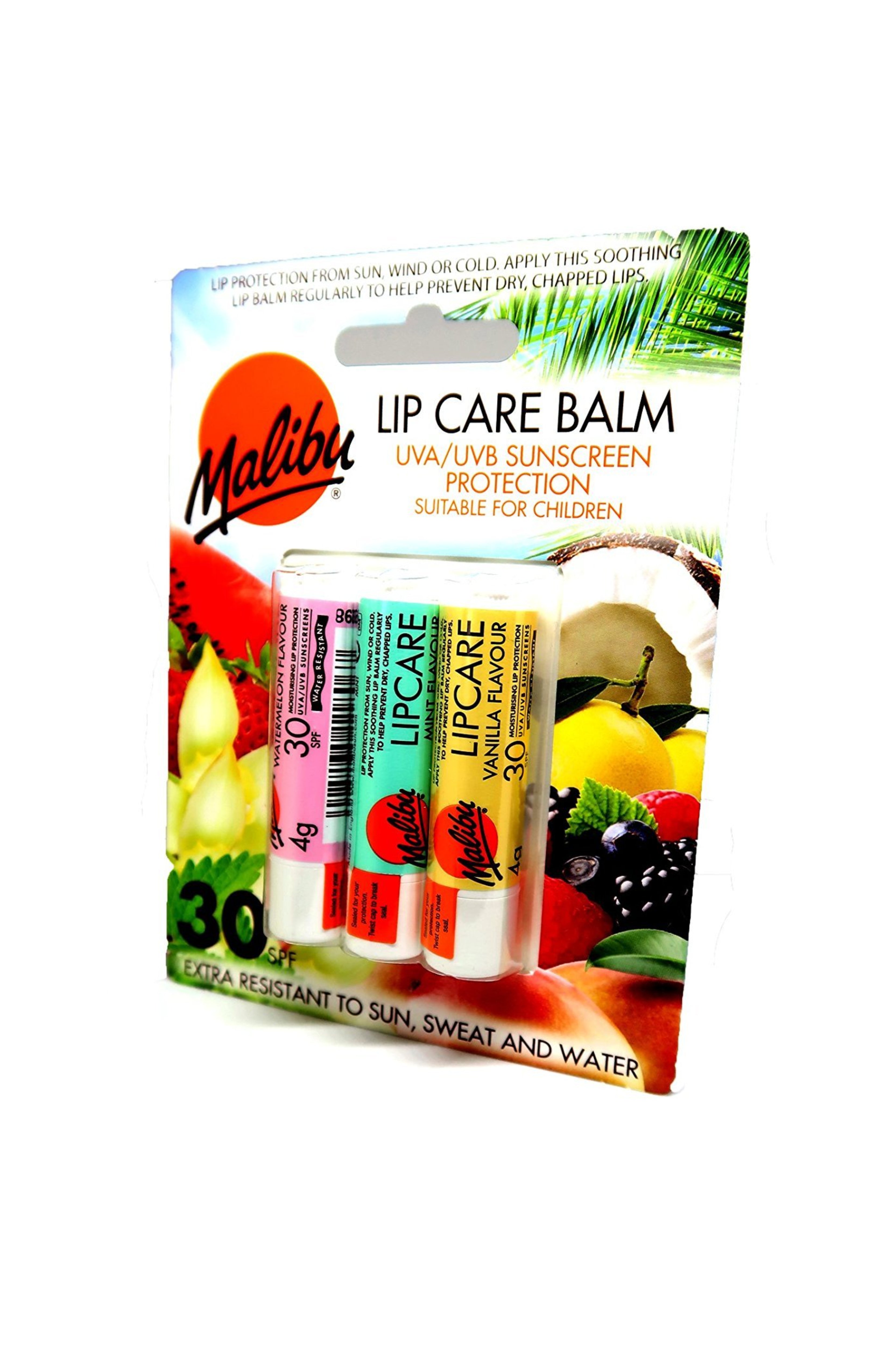 Malibu Lip Care Balm 30SPF 3 Pack Suncare Good s Goods malibu-lip-care-balm-30spf-3-pack-suncare-good-s-goods