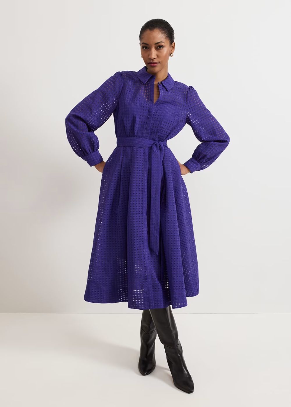 Phase Eight Natalie Purple Shirt Dress - Main Image
