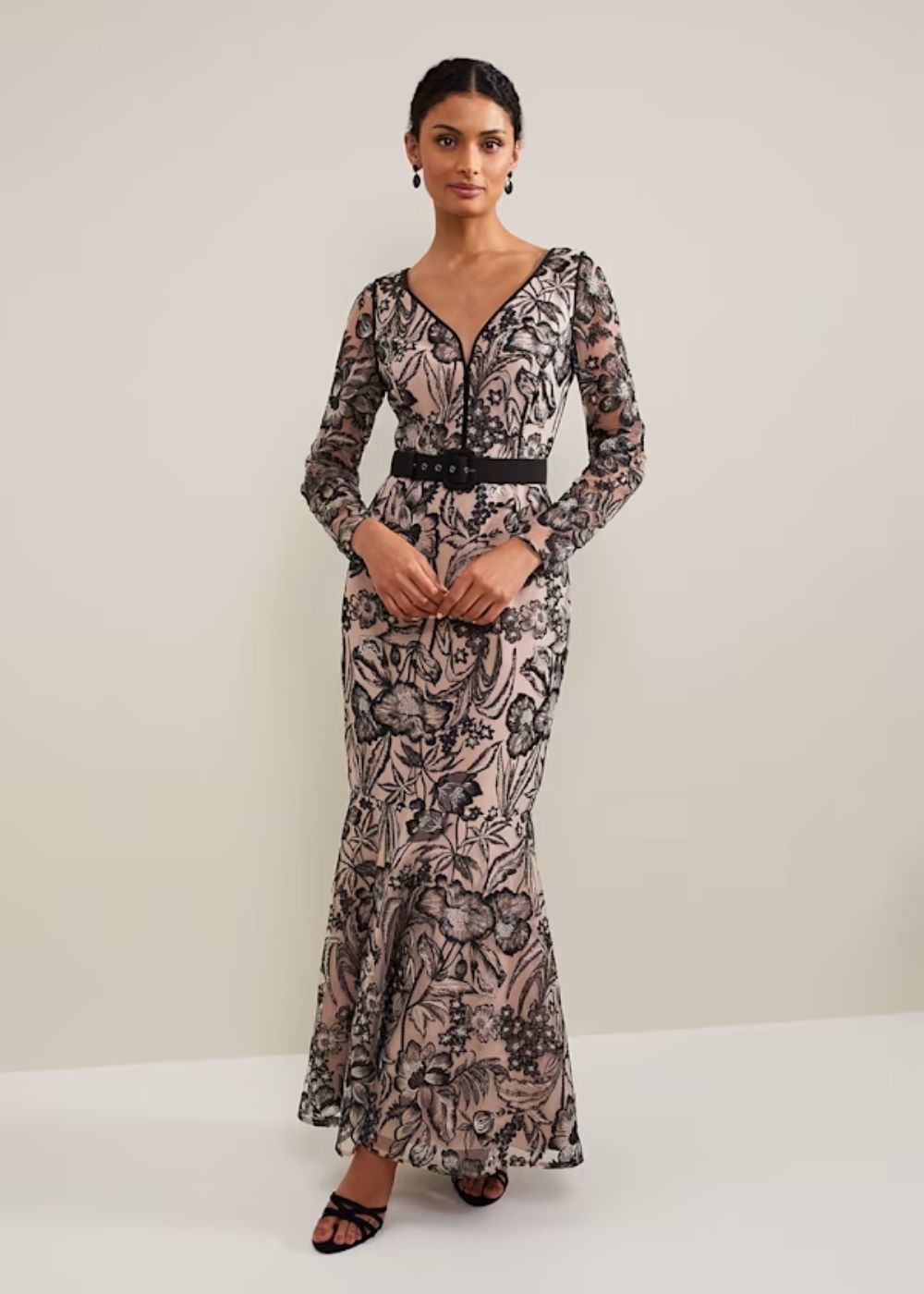 Phase Eight Nola V Neck Embroidered Maxi