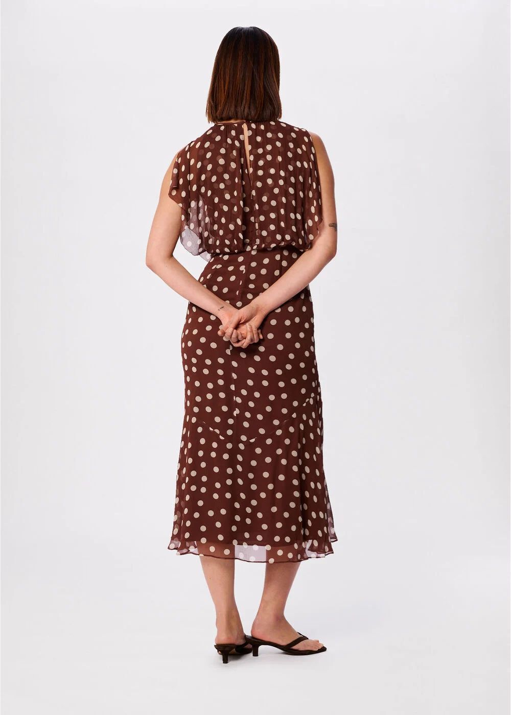 knee length dresses for ladies Olesia Printed Midi Dress - Black Polka Dot Print main image 1
