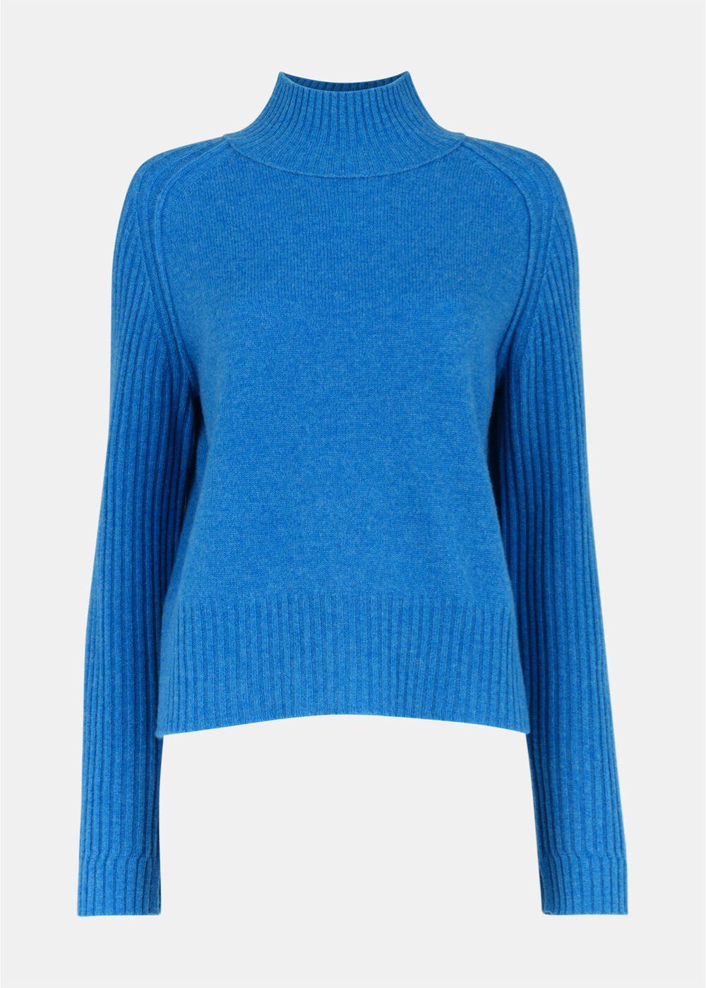 Whistles Blue Wool Funnel Neck Knit – Goods - Main Image