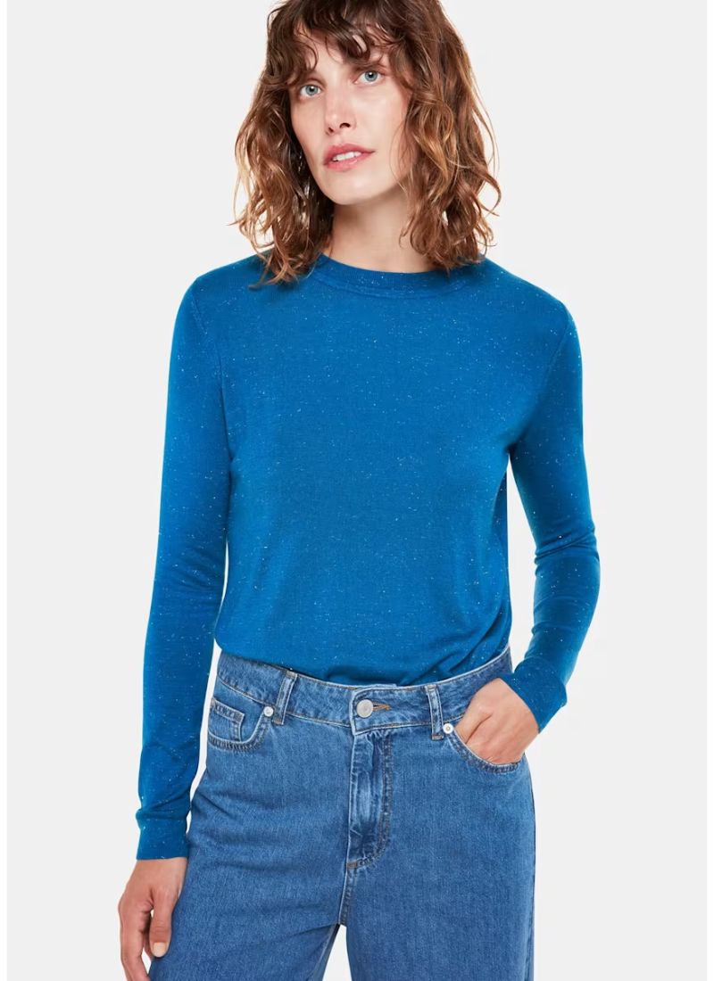 Whistles Annie Sparkle Crew Neck Sweater Blue - Main Image