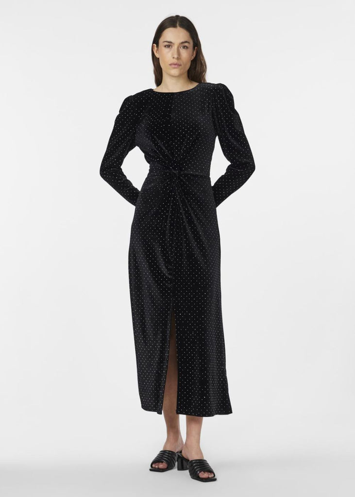 DIAMANTE VELOUR MIDI DRESS