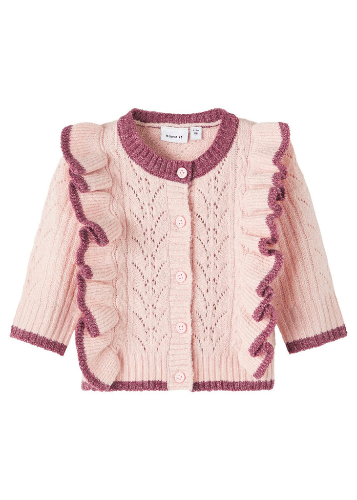 Name It knit cardigan in pink.