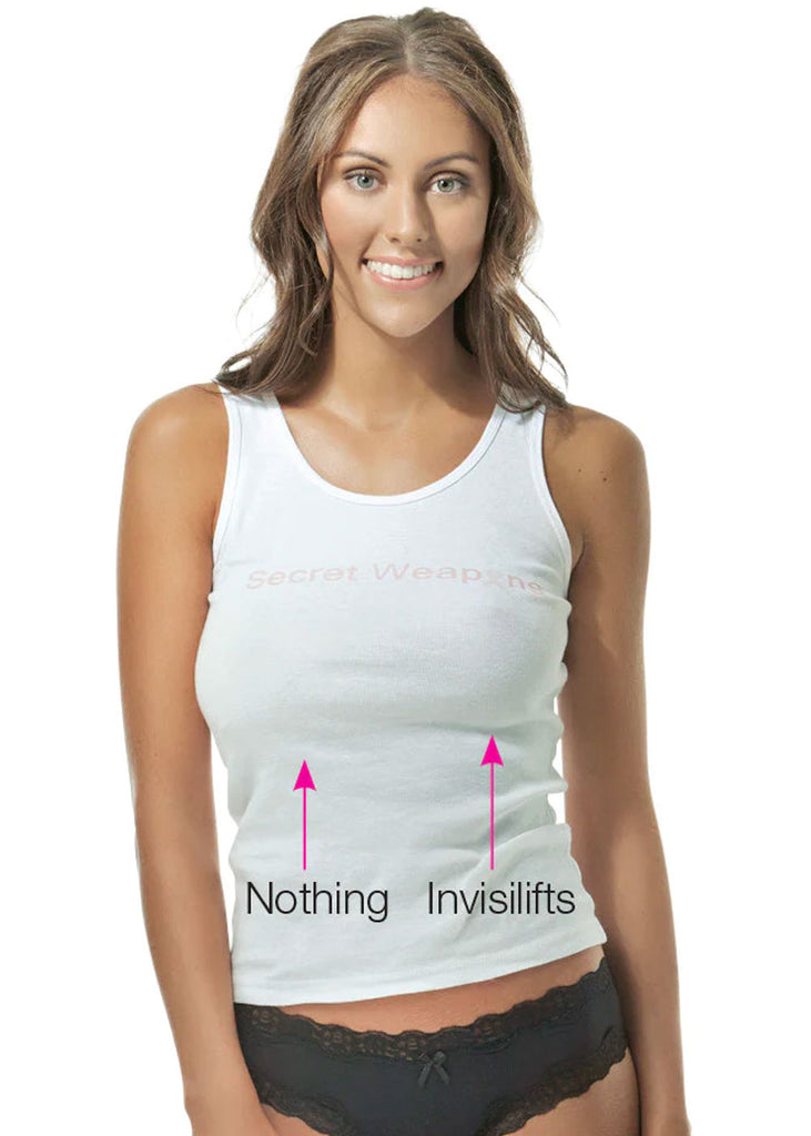 Woman wearing Invisilifts Invisible Breast Tape