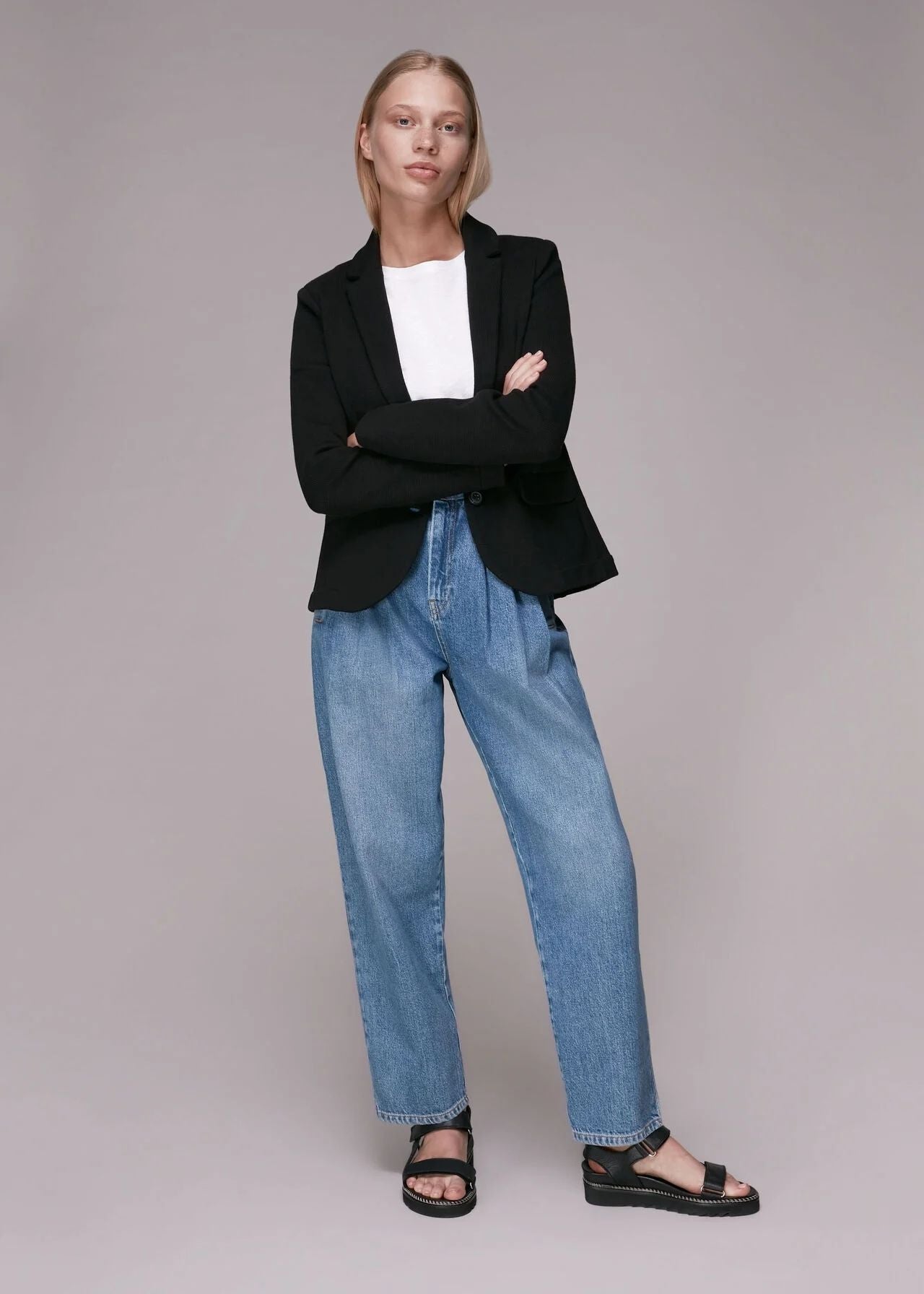 Whistles Slim Jersey Jacket Black – Goods - Main Image